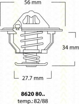 TRISCAN 8620 8082 термостат, охлаждающая жидкость на MITSUBISHI LANCER SPORTBACK (CX_A)