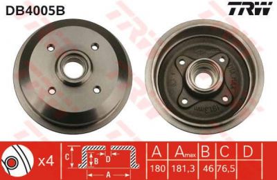 TRW DB4005B тормозной барабан на FORD ESCORT III (GAA)