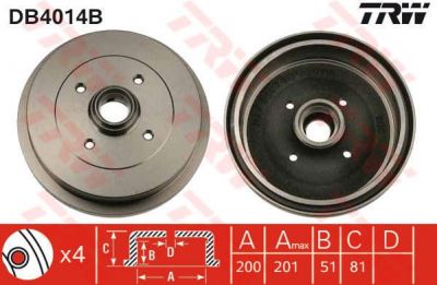 TRW DB4014B тормозной барабан на VW PASSAT Variant (3A5, 35I)