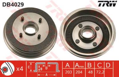 TRW DB4029 тормозной барабан на FORD FIESTA фургон (FVD)