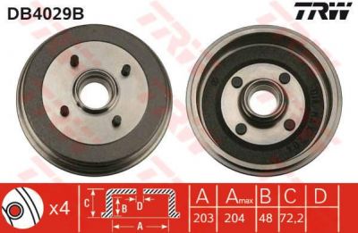 TRW DB4029B тормозной барабан на FORD FIESTA фургон (FVD)