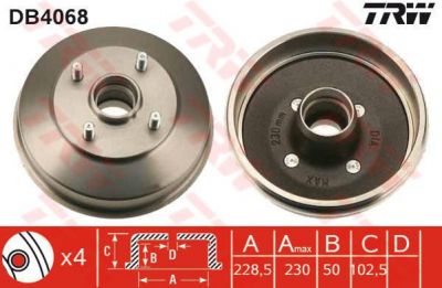 TRW DB4068 тормозной барабан на AUSTIN MAESTRO (XC)