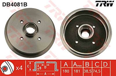 TRW DB4081B тормозной барабан на VW POLO CLASSIC (6KV2)