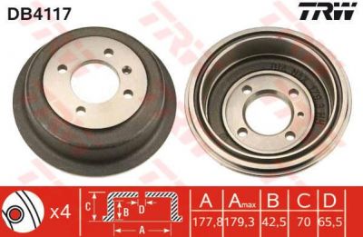 TRW DB4117 тормозной барабан на ROVER 100 / METRO (XP)