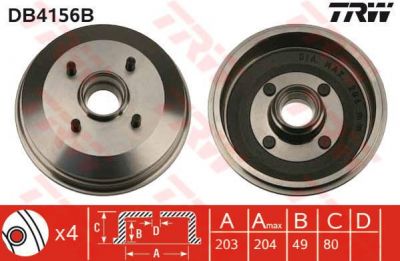 TRW DB4156B тормозной барабан на FORD ESCORT VII (GAL, AAL, ABL)