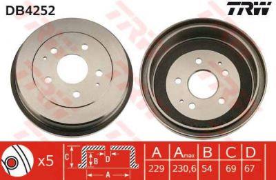 TRW DB4252 тормозной барабан на DAIHATSU TERIOS (J2_)