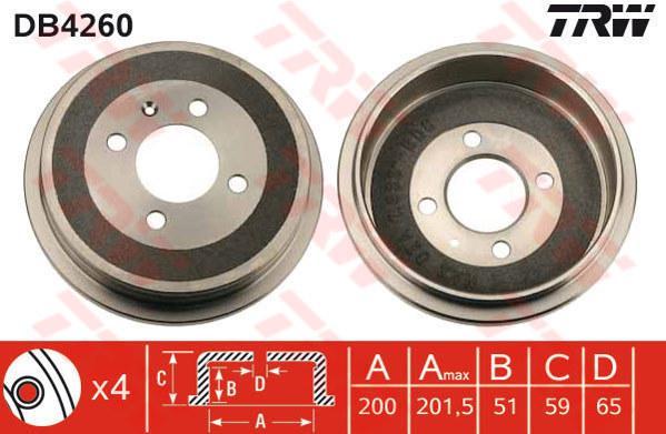 TRW DB4260 тормозной барабан на VW POLO CLASSIC (6KV2)