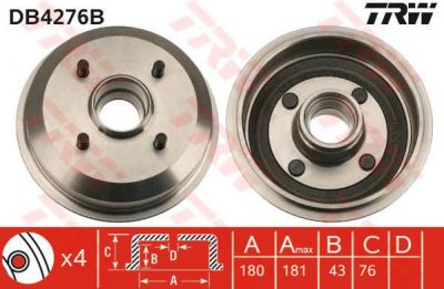 TRW DB4276B тормозной барабан на FORD KA (RB_)