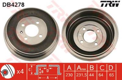 TRW DB4278 тормозной барабан на VW GOLF III (1H1)