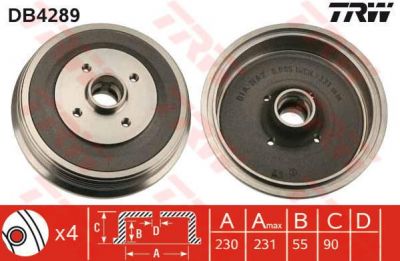 TRW DB4289 тормозной барабан на SEAT INCA (6K9)
