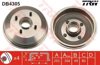 TRW DB4305 тормозной барабан на FORD KA (RB_)