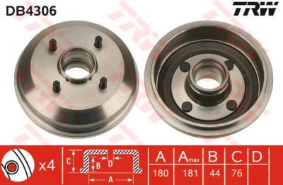 TRW DB4306 тормозной барабан на FORD KA (RB_)