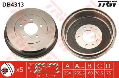 TRW DB4313 тормозной барабан на MITSUBISHI L 300 фургон (P0_W, P1_W, P0_V, P1_V, P_2V, P2_W)