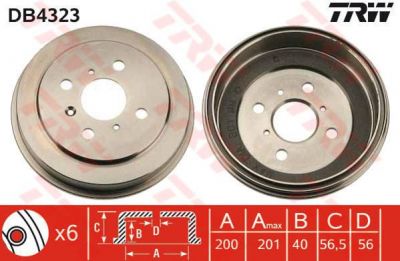 TRW DB4323 тормозной барабан на DAIHATSU APPLAUSE II (A101)