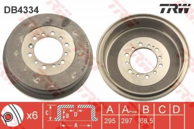 TRW DB4334 тормозной барабан на TOYOTA LAND CRUISER 80 (_J8_)