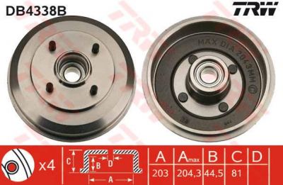 TRW DB4338B тормозной барабан на FORD FOCUS (DAW, DBW)