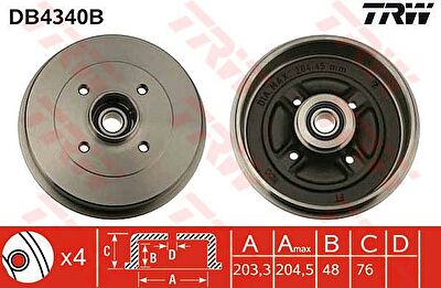 TRW DB4340B тормозной барабан на NISSAN MICRA III (K12)