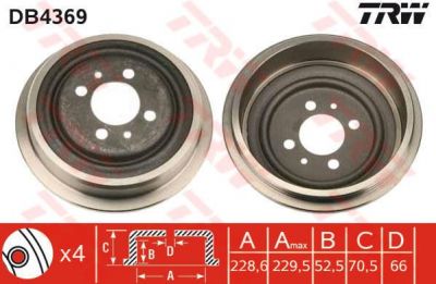 TRW DB4369 тормозной барабан на NISSAN KUBISTAR (X76)