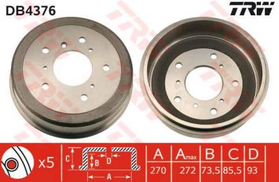 TRW DB4376 тормозной барабан на VW LT 28-35 I автобус (281-363)