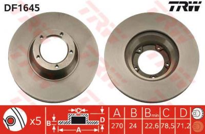 TRW DF1645 тормозной диск на FORD TRANSIT c бортовой платформой/ходовая часть (V_ _)