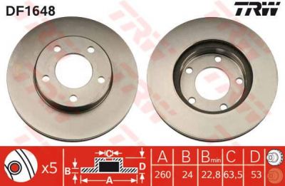 TRW DF1648 тормозной диск на FORD SCORPIO I (GAE, GGE)