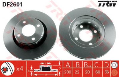 TRW DF2601 Диск тормозной AUDI 80 (8C, B4) , 80 Avant (8C, B4) (8AO615301A)