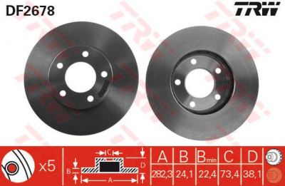TRW DF2678 Диск тормозной передн.CHRYSLER VOYAGER II 95-01 282,3x24,1mm (4683432)