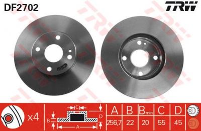 TRW DF2702 Диск торм пер вент MAZDA 323 89-93 (561795J) (BB7E3325XA)