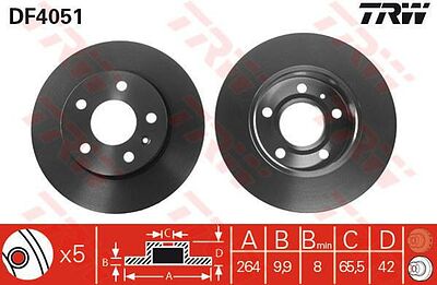 TRW DF4051 Диск торм зад ASTRA G/ZAFIRA 1.8/2.0(562072J) (569109)