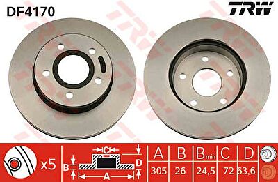 TRW DF4170 Диск тормозной передний JEEP CHEROKEE 91- GRAND CHEROKEE 99- 305x26mm (52098672)