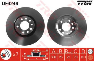 TRW DF4246 Диск тормозной OPEL ASTRA H/MERIVA B/ZAFIRA 00-/SAAB 9-3 02- передний вент. (569061)