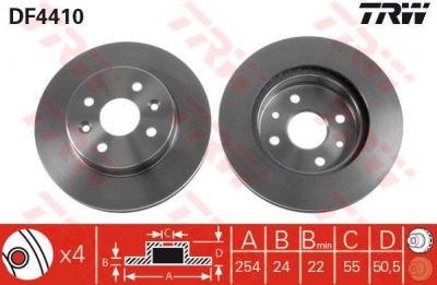 TRW DF4410 Диск тормозной KIA RIO 1.4/1.6 05> передний вент. (51712FD300)