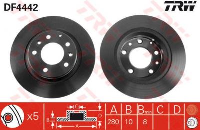 TRW DF4442 Диск тормозной задний MAZDA 6 07> MX-5 08> MAZDA 323 01>04 MAZDA 626 99>02 (GF3Y26251)