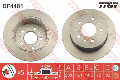 TRW DF4481 тормозной диск на PEUGEOT BOXER автобус (230P)