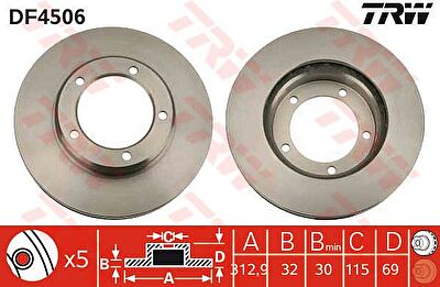 TRW DF4506 Диск тормозной передний TOYOTA LAND CRUISER J100 4.2D 4.7 98-07 (4351260130)