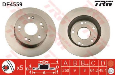 TRW DF4559 тормозной диск на HONDA INTEGRA купе (DC2, DC4)