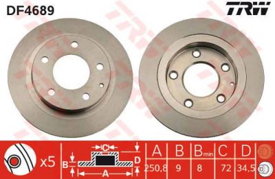 TRW DF4689 тормозной диск на MAZDA 323 F V (BA)