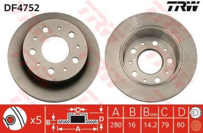 TRW DF4752 Диск тормозной CITROEN JUMPER/FIAT DUCATO/PEUGEOT BOXER 1.7t 06- задний (4249K8)