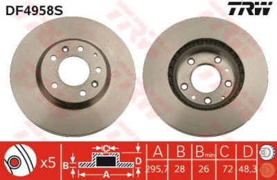 TRW DF4958S Диск тормозной передний MAZDA CX-7 06- CX-9 07- 295,7x28mm (L2063325XA)