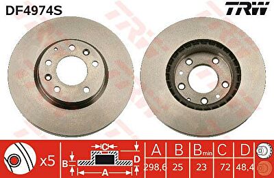 TRW DF4974S Диск тормозной перед. MAZDA 6 1,8-2,5L 07-> (299x25mm) (G33Y3325X)