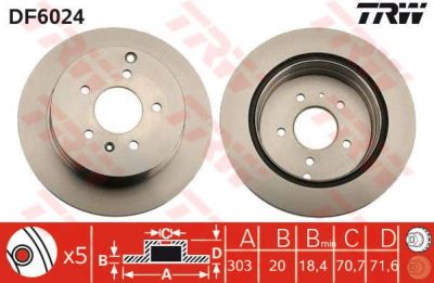 TRW DF6024 Диск тормозной задний CHEVROLET CAPTIVA OPEL ANTARA 2.4 3.2 06- (96625873)