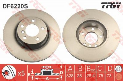 TRW DF6220S ДИСК ТОРМОЗНОЙ X3 F25 10- ПЕРЕДНИЙ ВЕНТ.D=328MM