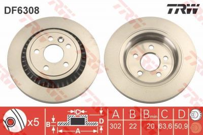 TRW DF6308 Диск тормозной VOLVO XC60 08- задний