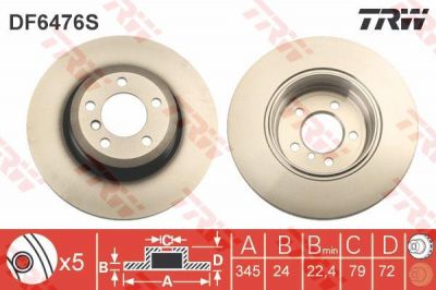 TRW DF6476S ДИСК ТОРМОЗНОЙ ЗАД. 760I 11/02-08/09
