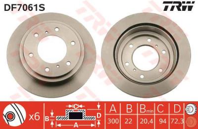 TRW DF7061S Диск тормозной задний MITSUBISHI Pajero IV 300x22mm (MR418067)