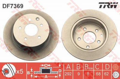 TRW DF7369 тормозной диск на NISSAN QASHQAI / QASHQAI +2 (J10, JJ10)