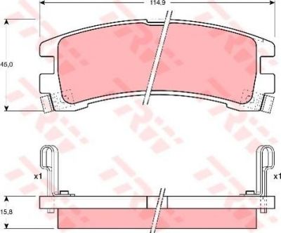 TRW GDB1018 Колодки тормозные диск. зад. NISSAN Terrano I/II (WD21/R20) 2,4-3,0L ->01/02 4406032G85 (4406032G86)