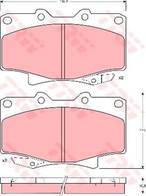 TRW GDB1154 Колодки тормозные передние дисковые TOYOTA LANDCRUISER PRADO 3,4i 24V 04/96- 119,2X72X15mm 0449160160 (572253)