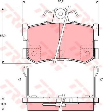 TRW GDB1169 комплект тормозных колодок, дисковый тормоз на ROVER 800 (XS)