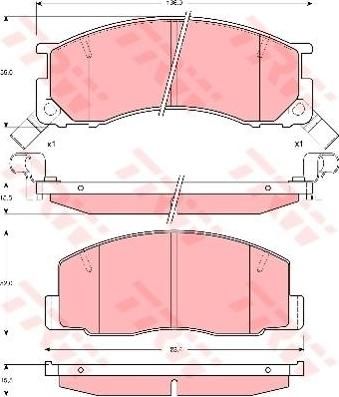 TRW GDB1195 комплект тормозных колодок, дисковый тормоз на TOYOTA PREVIA (TCR2_, TCR1_)